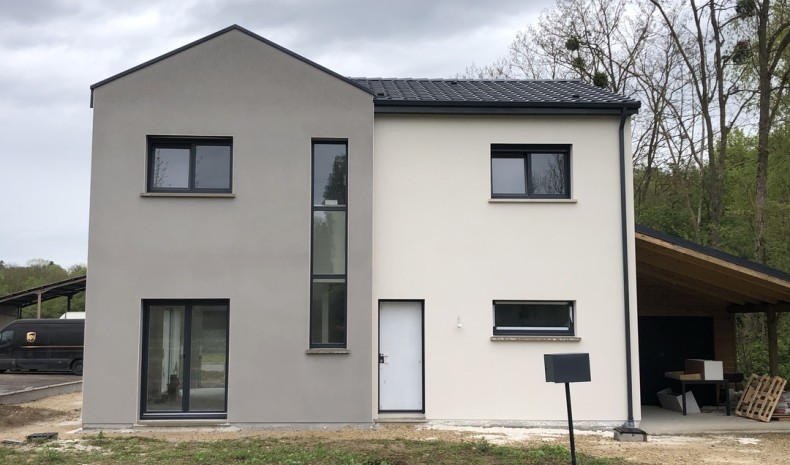 Maison moderne avec carport en bois à l'ouest de Nancy